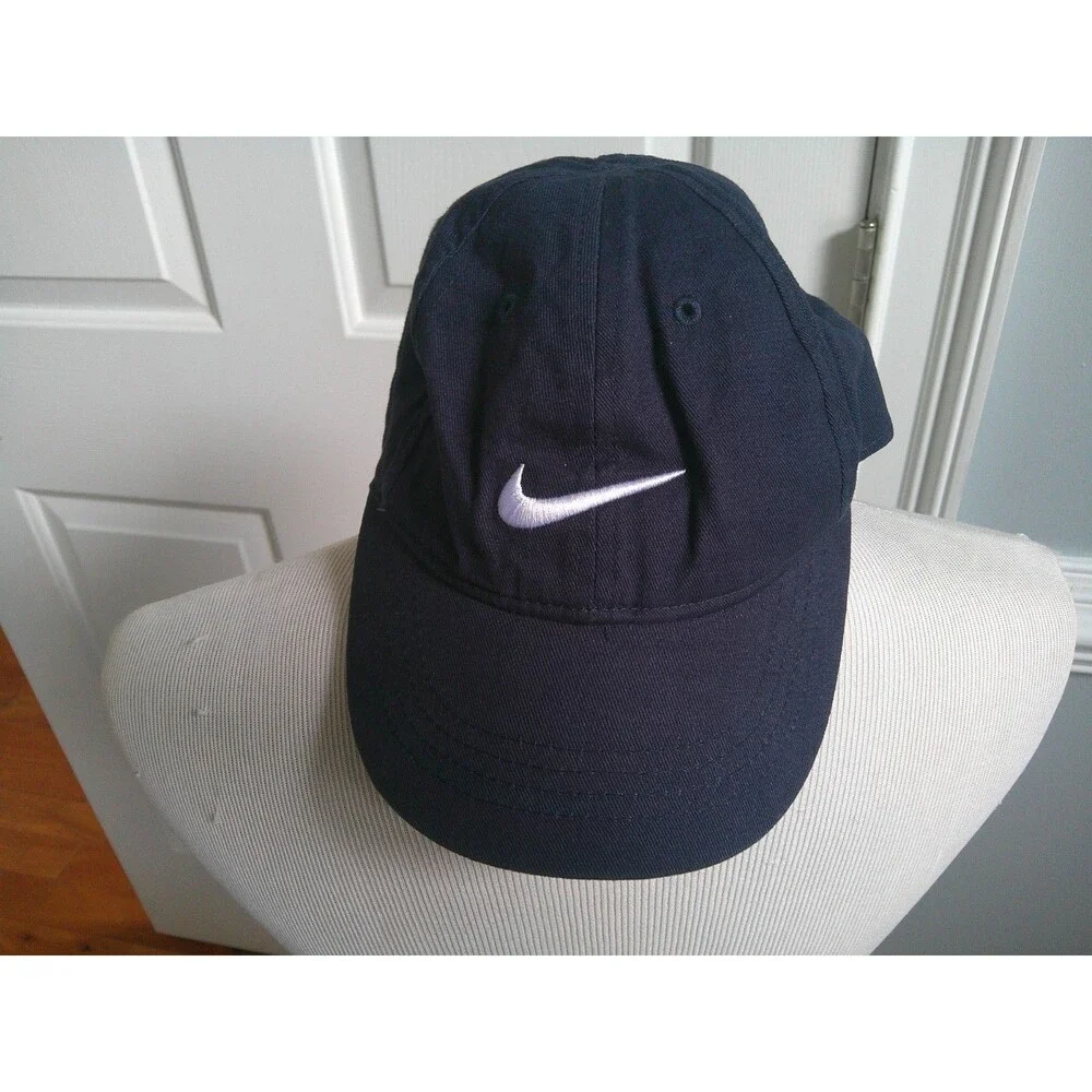 Nike Navy Swoosh Twill Baseball Cap Hat Adjustable Back Toddler Size Excellent